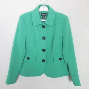 Focus 2000 Jacket Womens 14P Green Tailored Button Front Lined Cropped Blazer